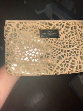 Ivanka Trump Beige Clutch with Gold Interior